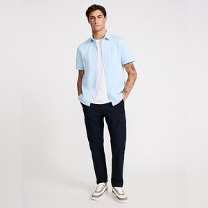 Express Fitted Short Sleeve Cotton Stretch 1MX Dress Shirt - GREEN